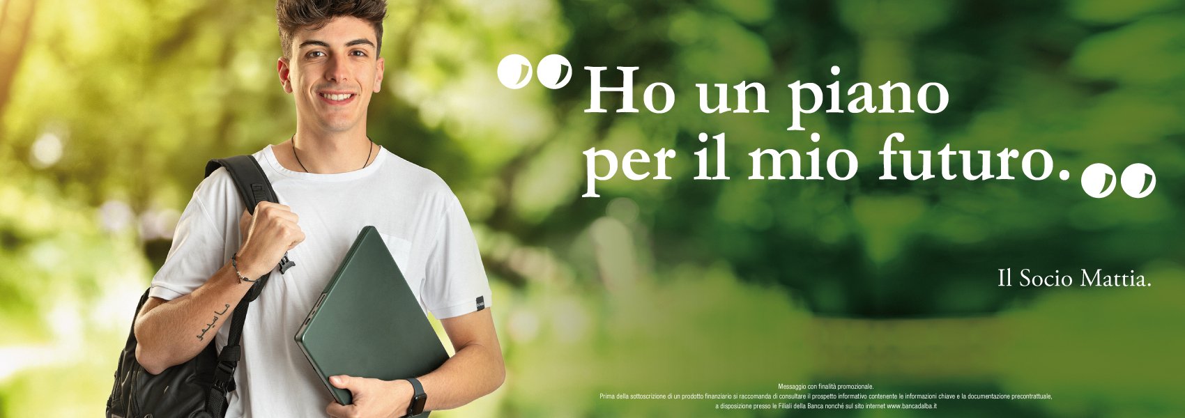 Immagine di ragazzo, testimonial "Ho un piano per il mio futuro"